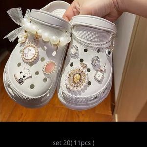 Croc Shoe Charm Set Silver Gold Pearl Teddy Diamond Chains Charms Gifts 7 styles